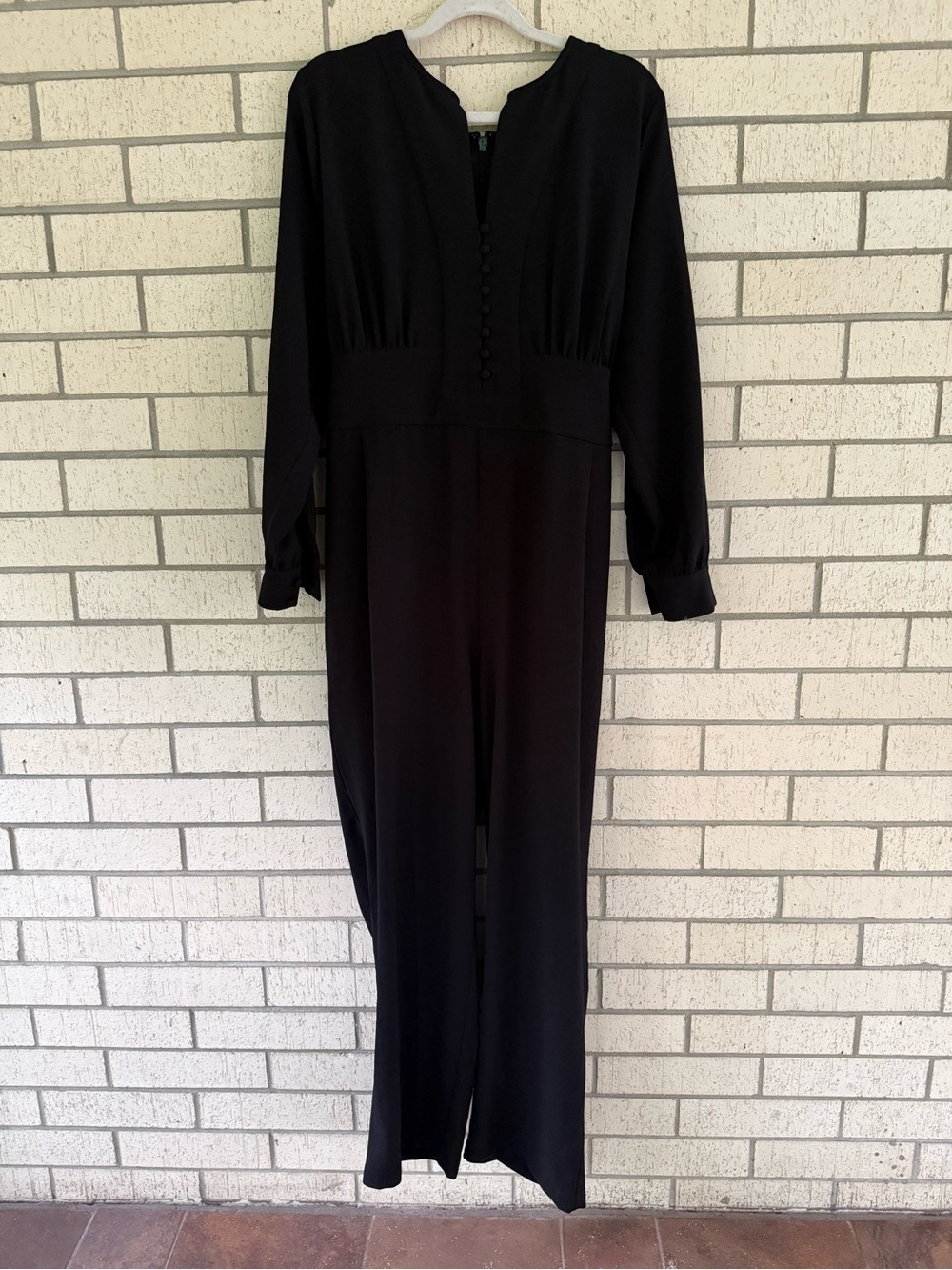 eva mendes for New York & Company Black Long-Sleeve Jumpsuit